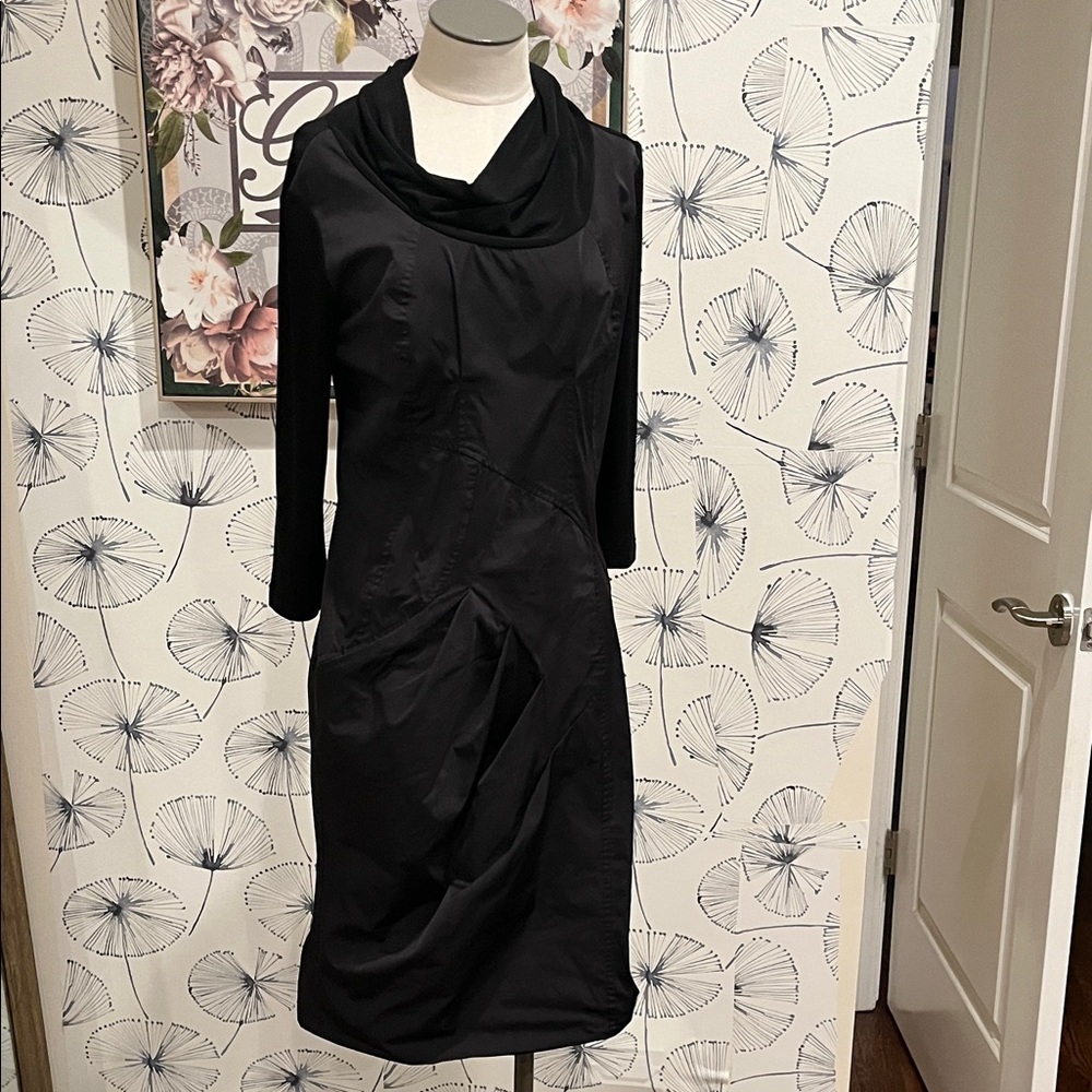 Joseph Ribkoff 10 Elegant Black Cowl Neck Dress